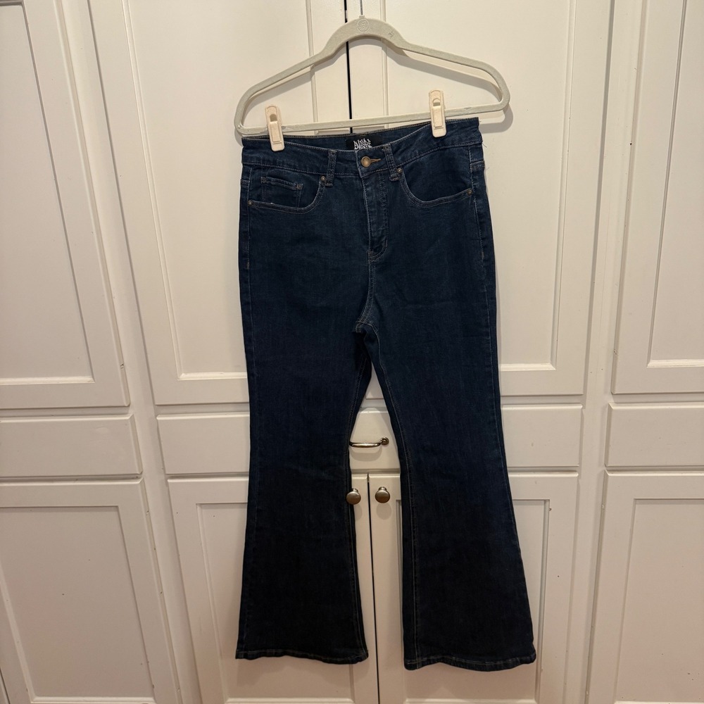 Empyre Women Dark Wash High Rise Flare Jeans Size 12 Stretch Denim 32 Inseam